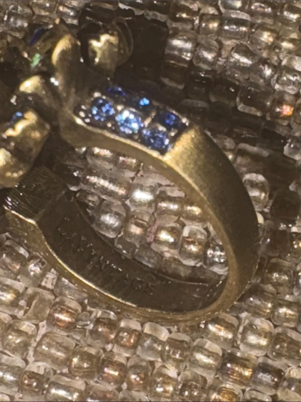 Vintage QVC Gold-Tone Floral Cocktail Ring with Blue and Green Crystals